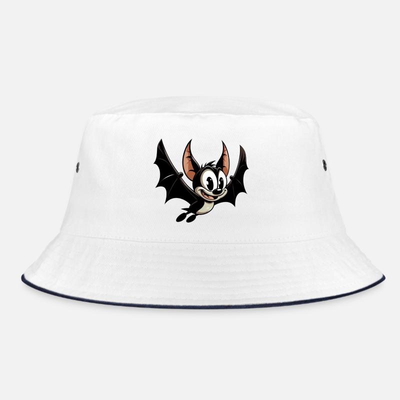 Fledermaus - Bucket Hat - Weiß/Navy