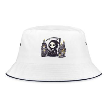 Niedlicher Sensenmann Buchliebhaber - Bucket Hat - Weiß/Navy - Vorne