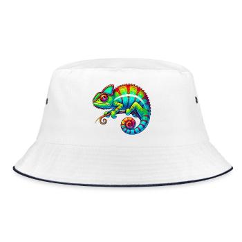 Chamäleon - Bucket Hat - Weiß/Navy - Vorne