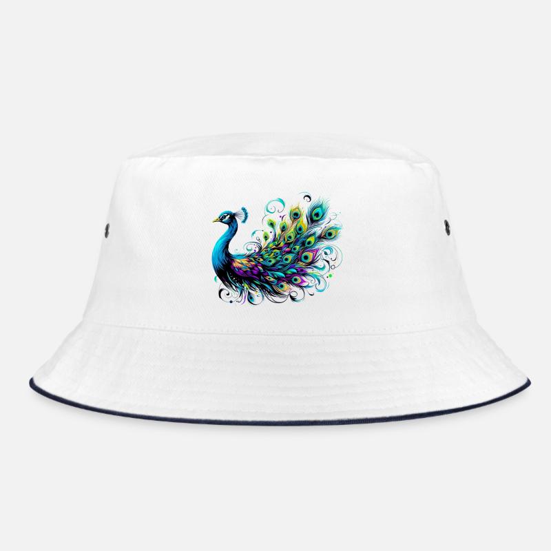 Pfau - Bucket Hat - Weiß/Navy
