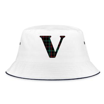 Monogram v scottish tartan - Bucket Hat - white/navy - Front