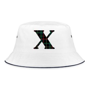 Monogram x Scottish tartan - Bucket Hat - white/navy - Front