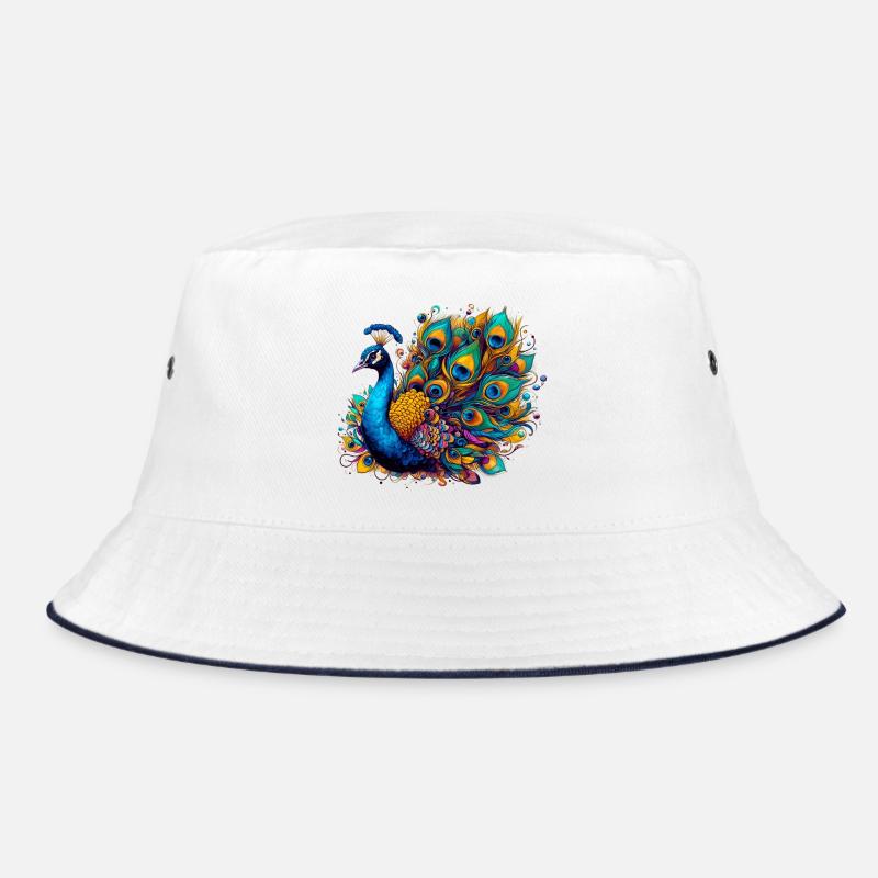Pfau - Bucket Hat - Weiß/Navy