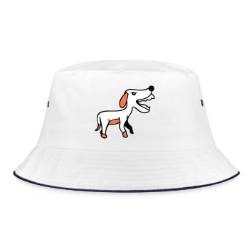 Dog, Furious, Biting, , Aggressive, Attack - Bucket Hat - white/navy - Front