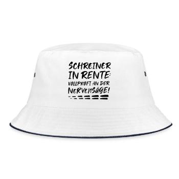 Schreiner Geschenk zur Rente Rentner Nervensäge - Bucket Hat - Weiß/Navy - Vorne