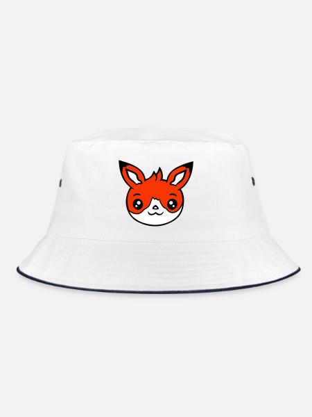 Fuchs Rotfuchs Wildes Tier Schlauer Wald Bewohner - Bucket Hat - Weiß/Navy - Vorne