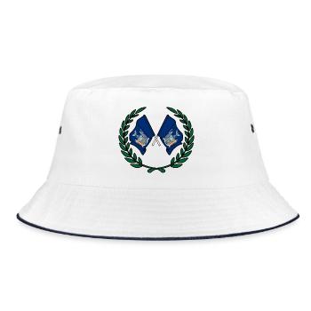 Flaggen USA New York im Lorbeerkranz - Bucket Hat - Weiß/Navy - Vorne
