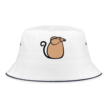 Maus Mäuschen Süße Kleine Ratte Nager Freundlich - Bucket Hat - Weiß/Navy - Vorne