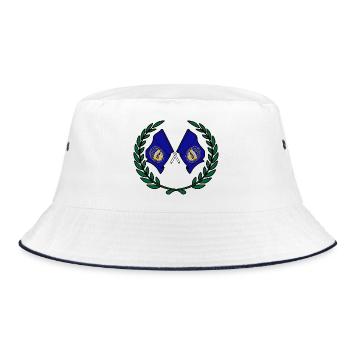 USA Nebraska flags in laurel wreath - Bucket Hat - white/navy - Front