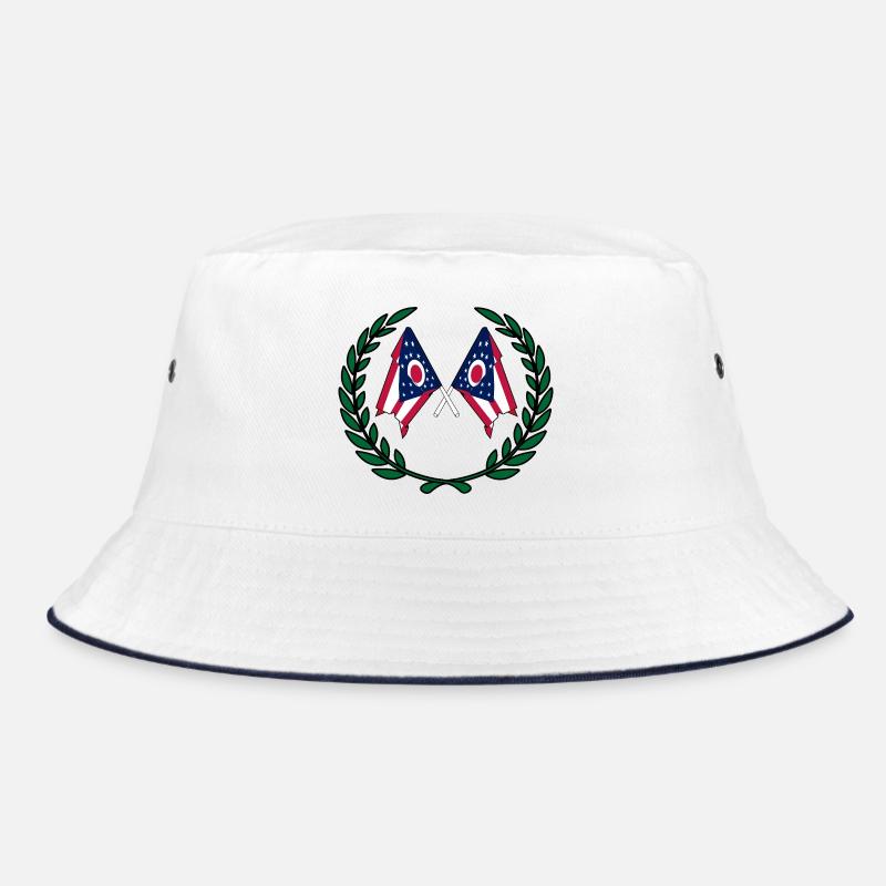 USA Ohio flags in laurel wreath Bucket Hat