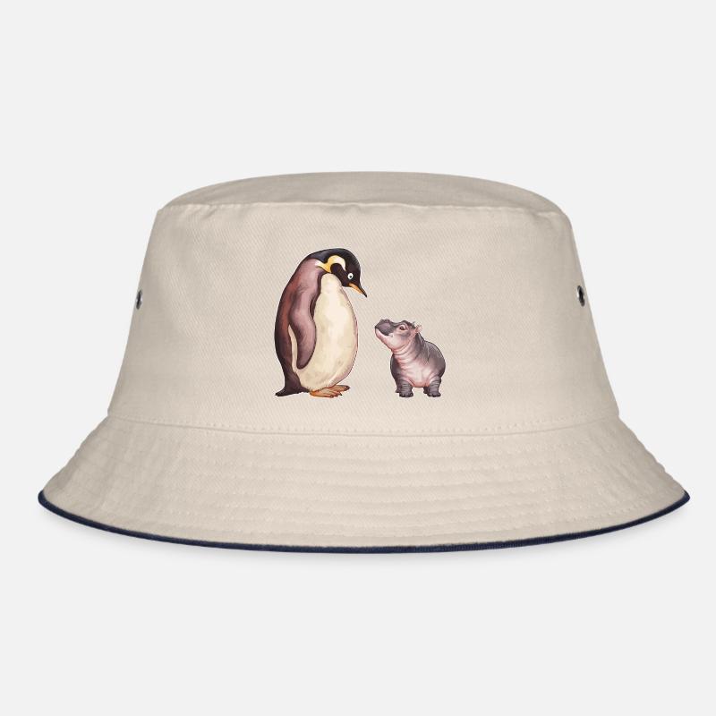 Pinguin und Nilpferd Freundschaft Bucket Hat