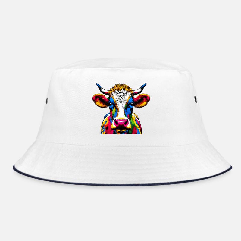 Kuh - Bucket Hat - Weiß/Navy