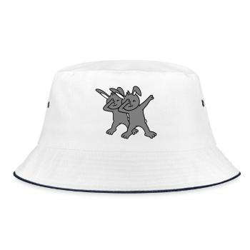 2 Bunnies Dabbing Dab Dance Pose Dancing Friends Team - Bucket Hat - white/navy - Front