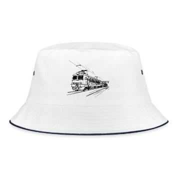 Eisenbahn Skizze - Bucket Hat - Weiß/Navy - Vorne
