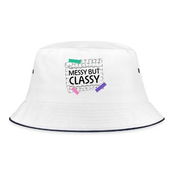 Messy but Classy – Parent Lifestyle Statement - Bucket Hat - white/navy - Front