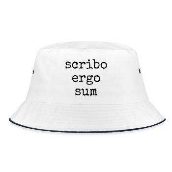 scribo ergo sum - I write, therefore I am - Bucket Hat - white/navy - Front