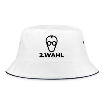 Merz - 2. Wahl Kanzler - nein zu Merz - Bucket Hat - Weiß/Navy - Vorne