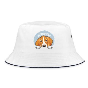 Peeking cute sad foxhound - Bucket Hat - white/navy - Front