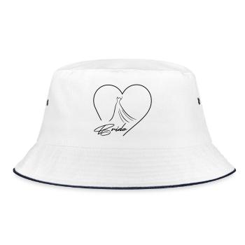 Team Bride! Heart & Wedding Dress, Customizable - Bucket Hat - white/navy - Front