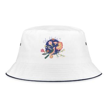 Live Life Fully -- Florale Affirmationen - Bucket Hat - Weiß/Navy - Vorne