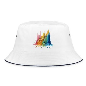 Frequenz-Wand - Bucket Hat - Weiß/Navy - Vorne