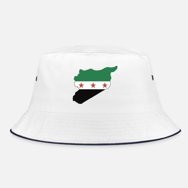 syria flag  and map علم وخريطة سورية  - Bucket Hat - white/navy