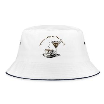Kaffeepause, Coffee around the clock - Bucket Hat - Weiß/Navy - Vorne