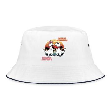 Mama & Dada Saurus – The Dino Fun Duo! - Bucket Hat - white/navy - Front