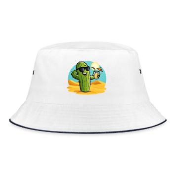 Kaktus Sommer - Bucket Hat - Weiß/Navy - Vorne