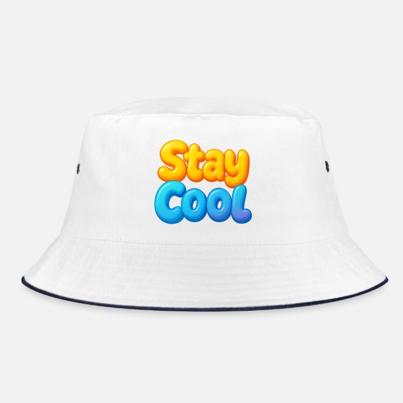Bunte Wolken Spruch Design - Bucket Hat - Weiß/Navy