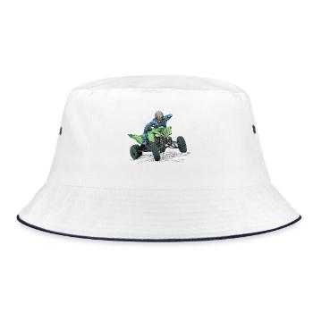 Quad - Bucket Hat - Weiß/Navy - Vorne