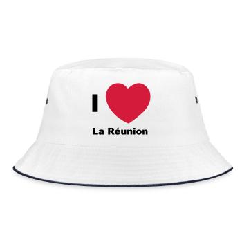 Ich liebe La Réunion - Bucket Hat - Weiß/Navy - Vorne