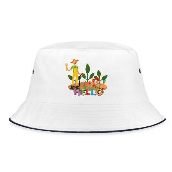 Hallo Gärtner – Gärtner und Blumen. - Bucket Hat - Weiß/Navy - Vorne