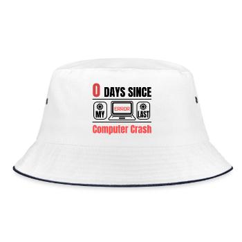 Techie 0 Days Since Our Last Computer Crash - Bucket Hat - white/navy - Front