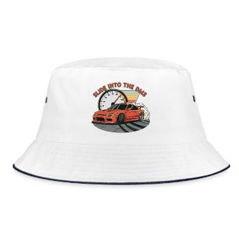 Slide into the DMS - Bucket Hat - white/navy - Front