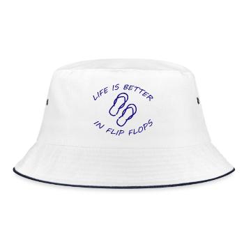 LIFE IS BETTER IN FLIP FLOPS - Bucket Hat - white/navy - Front
