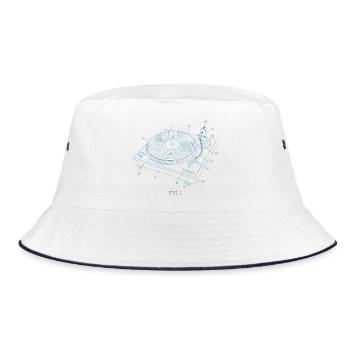 Vinyl Record Player blueprint Patent Art Music - Bucket Hat - white/navy - Front