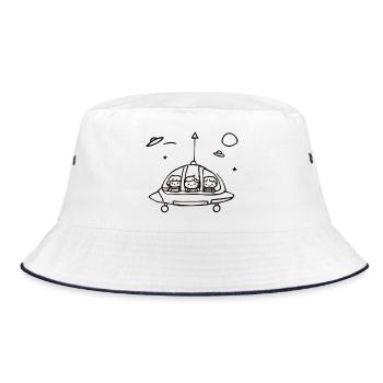 Small UFO crew in space - Bucket Hat - white/navy - Front