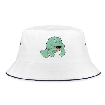 Pastel Manatee Cheerful Sea Friend - Bucket Hat - white/navy - Front