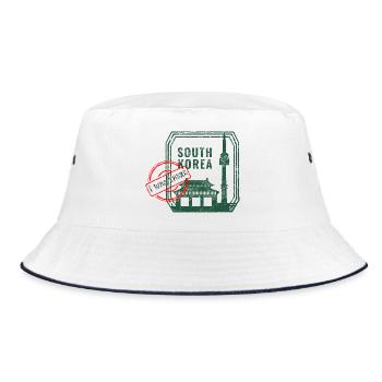 South Korea Souvenir – I Was There Design - Bucket Hat - white/navy - Front