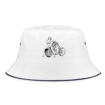 Bikini on the chopper - Bucket Hat - white/navy - Front