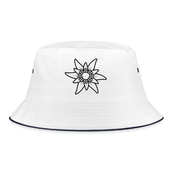 Edelweiss Flower – Alps Heart Bavaria Motif - Bucket Hat - white/navy - Front
