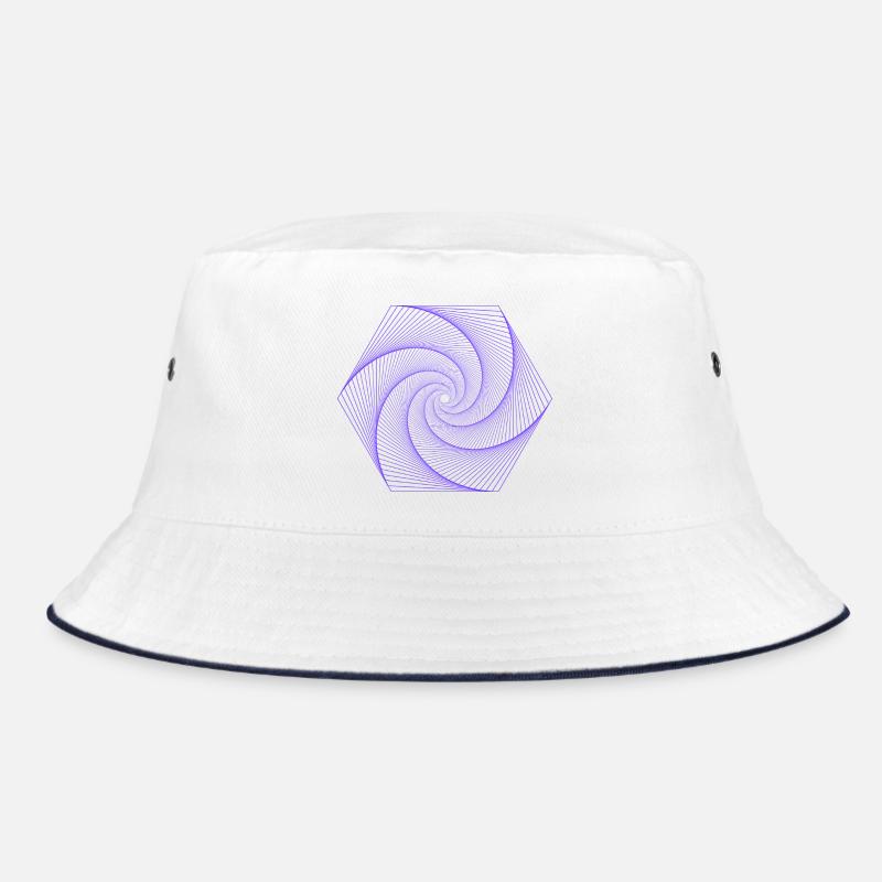 Spirale im hexagonalen Muster - Bucket Hat - Weiß/Navy