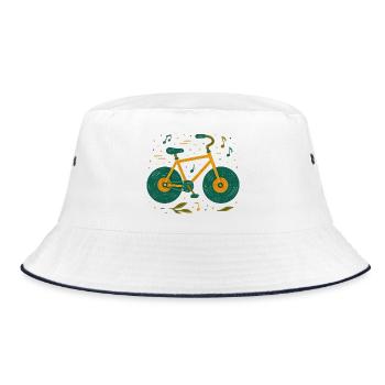 Melodisches Vintage-Fahrrad-Gekritzel - Bucket Hat - Weiß/Navy - Vorne