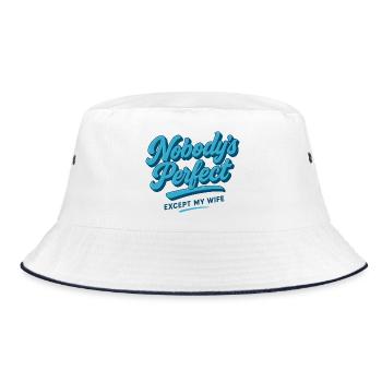 No one is perfect... Except my wife - Bucket Hat - white/navy - Front
