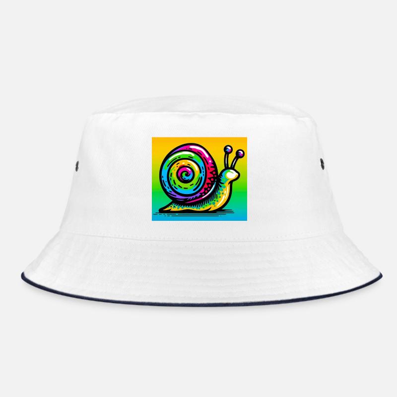 Schnecke - Bucket Hat - Weiß/Navy