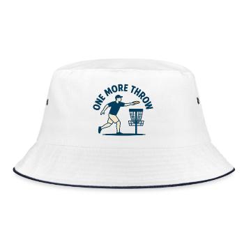 Noch ein Wurf – Disc Golf Lifestyle Design - Bucket Hat - Weiß/Navy - Vorne