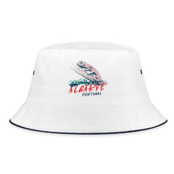 Colorful illustration of an Algarve Chameleon - Bucket Hat - white/navy - Front