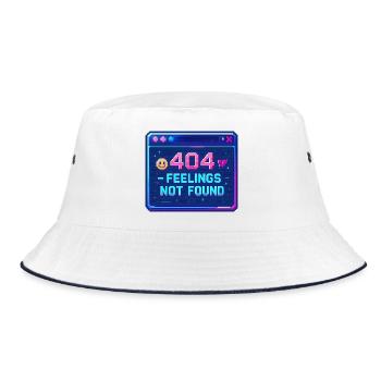 Y2K Retro – 404 Feelings Not Found - Bucket Hat - white/navy - Front