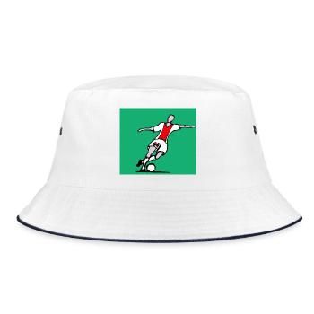 Vibrant Soccer Sprint: Red Jersey Player - Bucket Hat - white/navy - Front